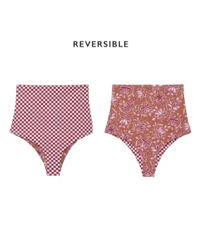 The Reversible High-Rise Brief. -- Ruby Check and Golden Sands Oasis Floral