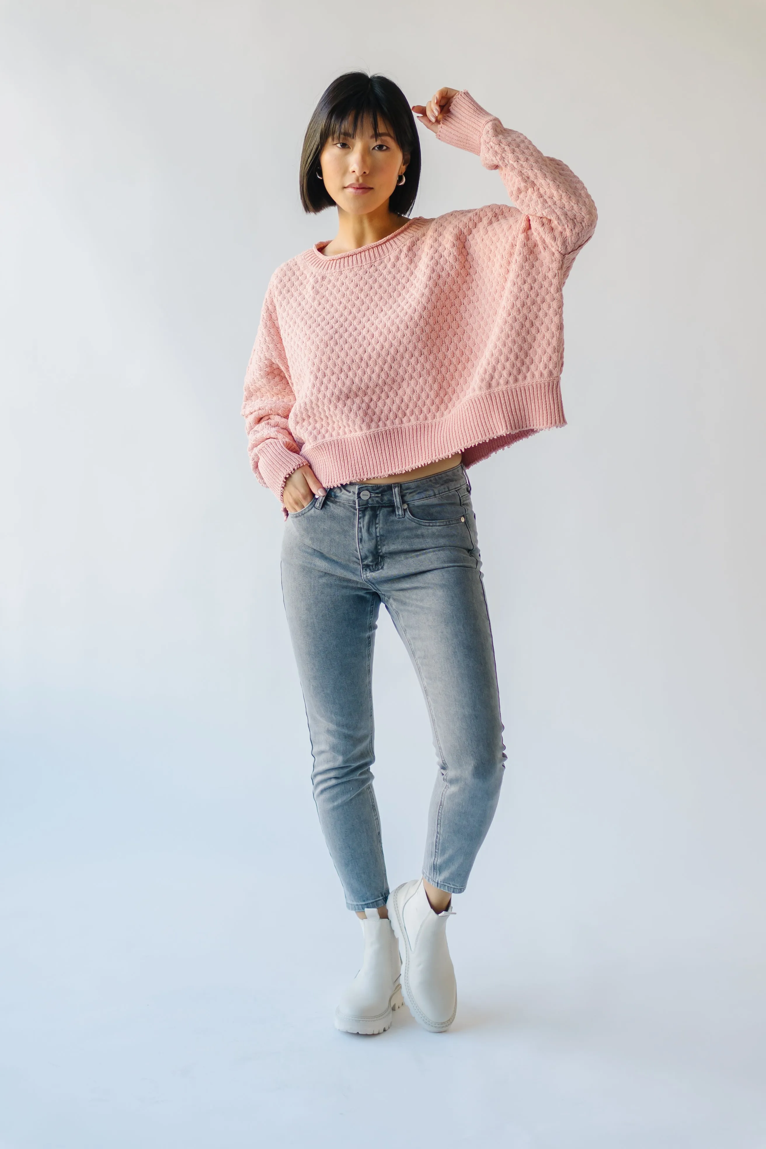 The Rippey Textured Sweater in Blush