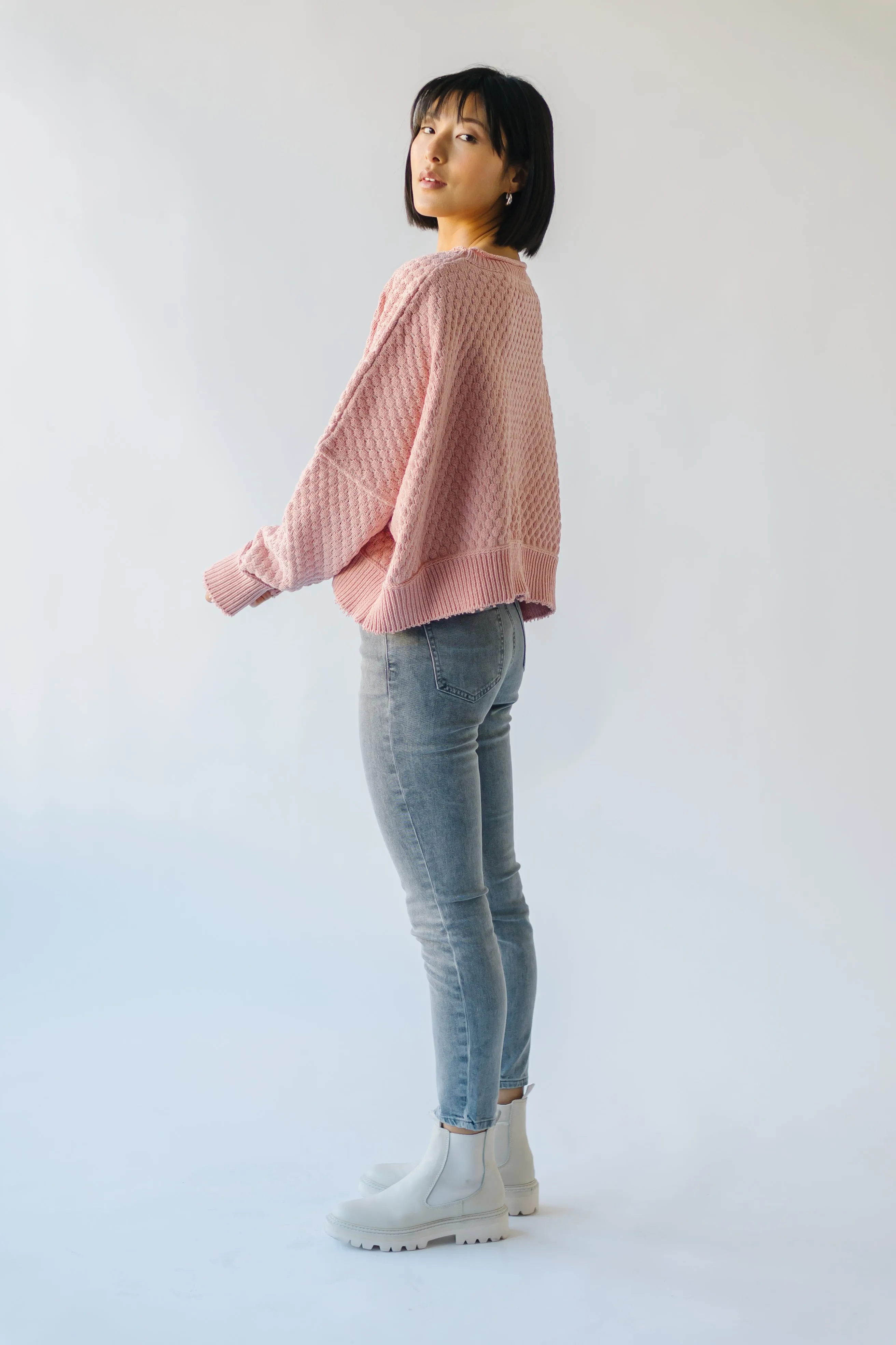 The Rippey Textured Sweater in Blush