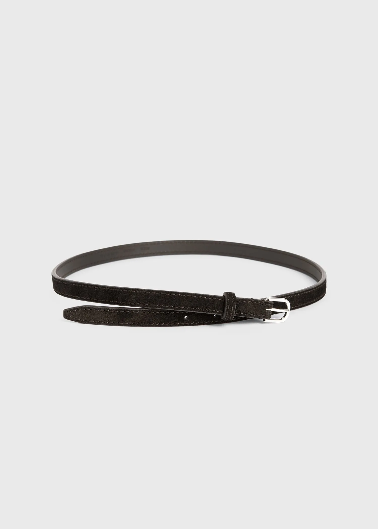 Thin trouser leather belt espresso