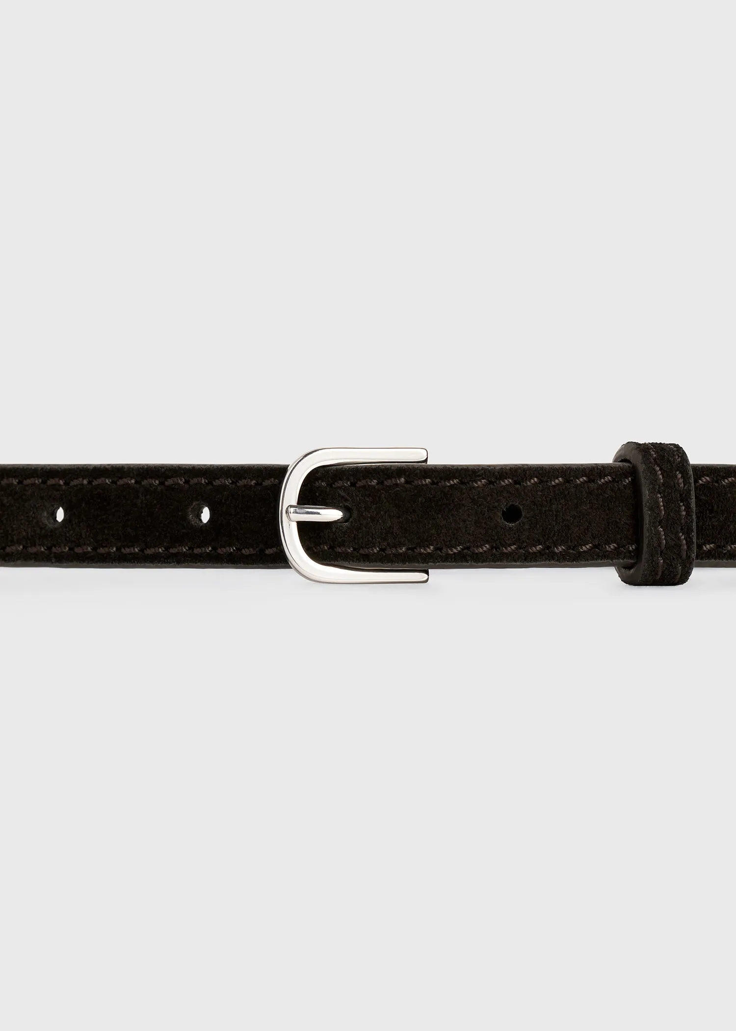 Thin trouser leather belt espresso