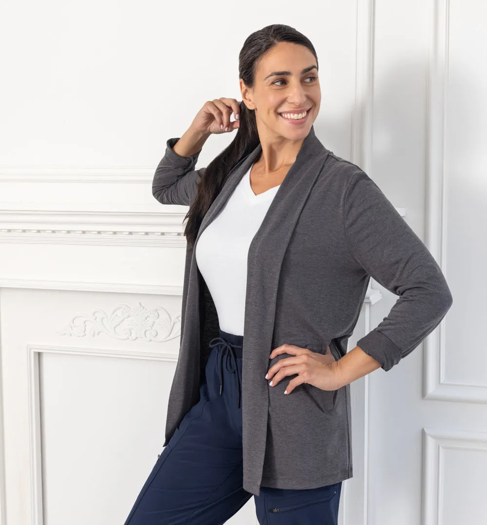 Threshold Knit Cardigan Petite Fit - Hurricane Grey