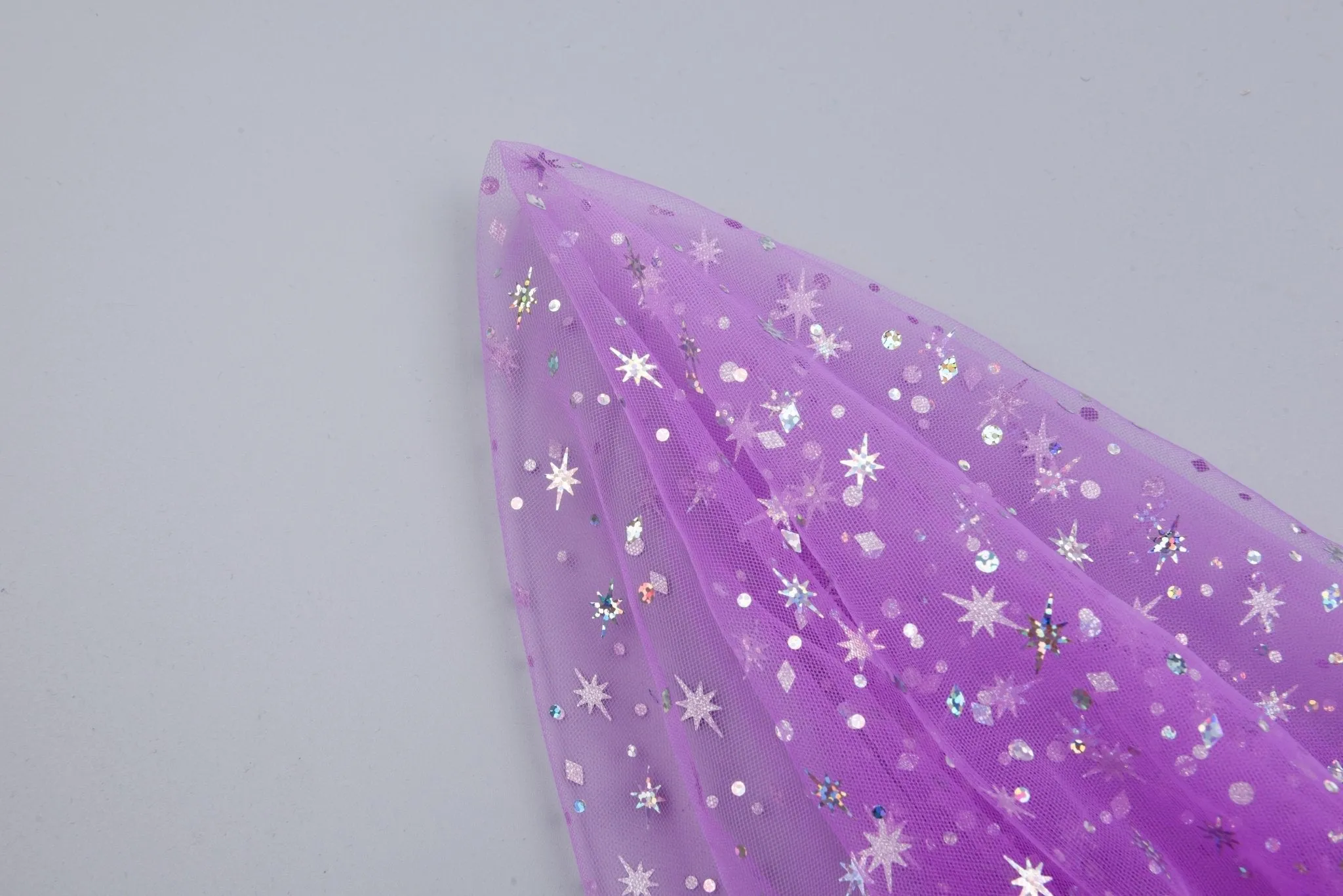 Tulle with Holographic Star Print Fabric