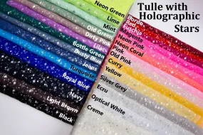 Tulle with Holographic Star Print Fabric