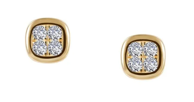 Two Tone Button Stud Earrings E0344CLT