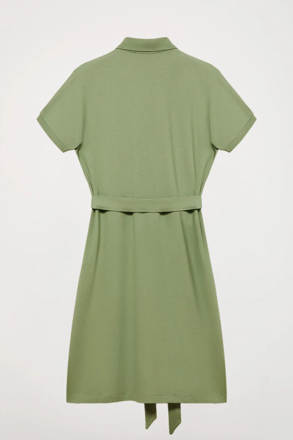 Vestido midi verde con logo bordado al tono