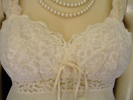 *VINTAGE OLGA "SLEEPING PRETTY" LACE BRA NIGHTGOWN IN SWEET CREAM