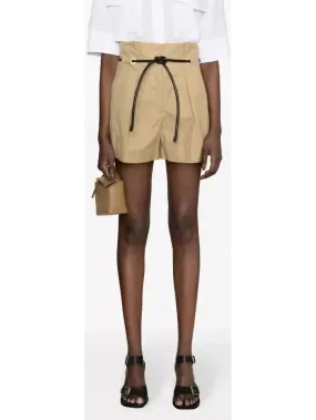 Women’s Beige Belted Origami Shorts