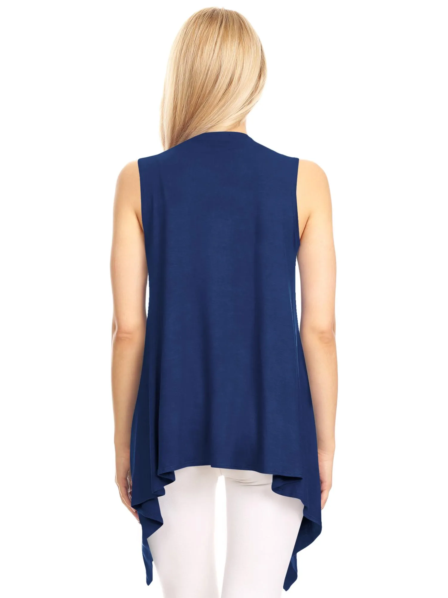 Women's Lightweight Sleeveless Solid Open Front Drape Vest Cardigan