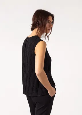 Zip Back Circle Blouse in Black