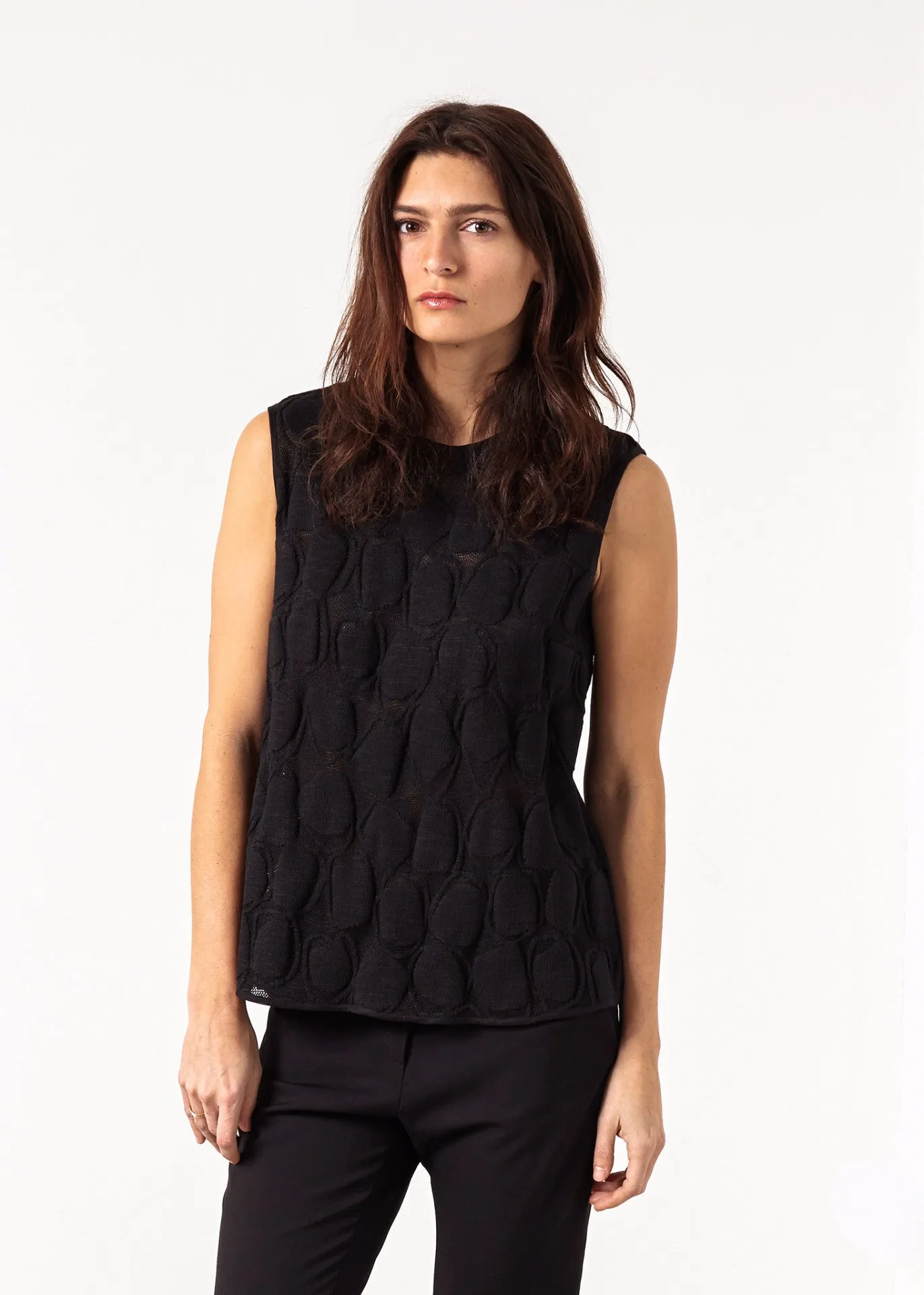 Zip Back Circle Blouse in Black