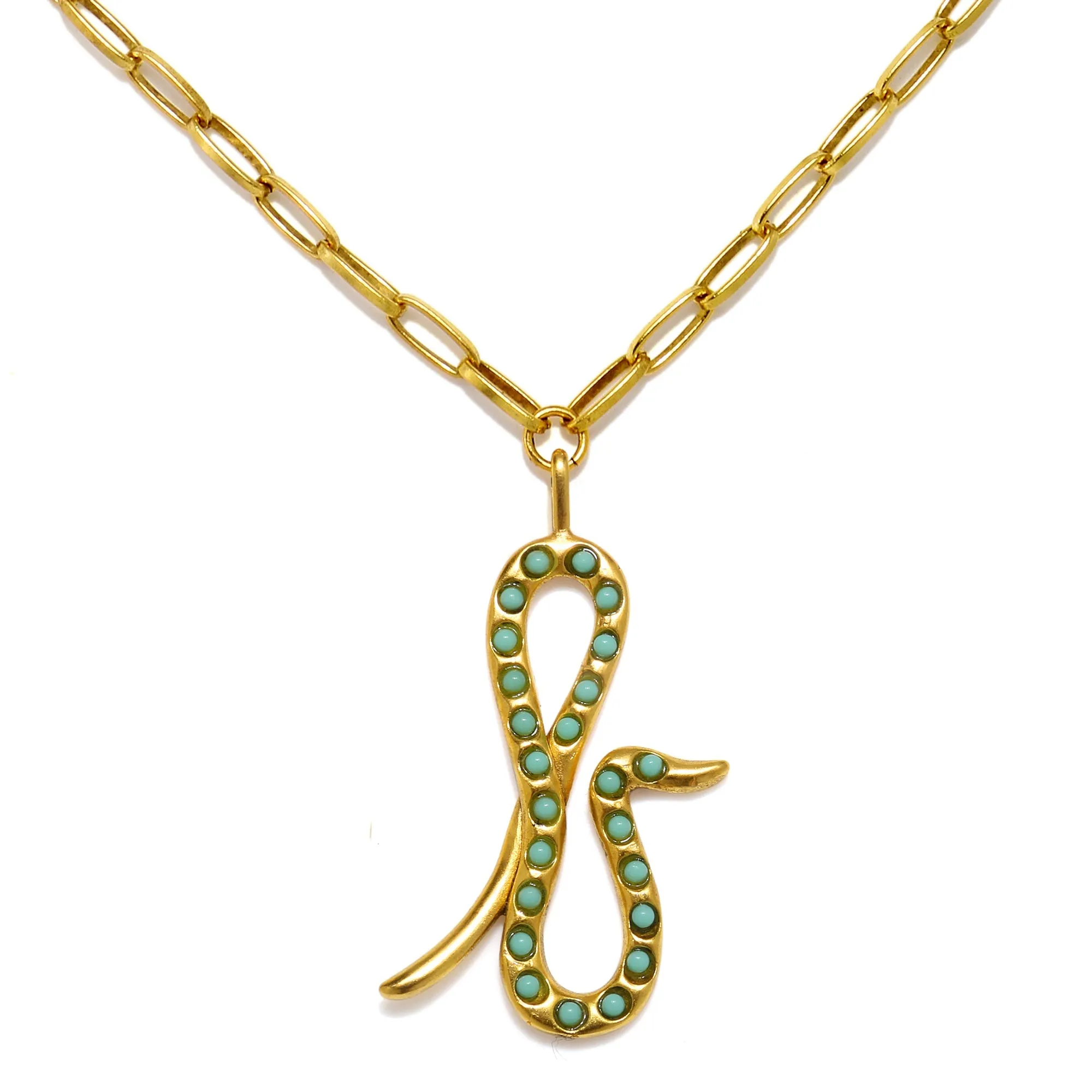 Zoey Turquoise Sculpted Initial Necklace