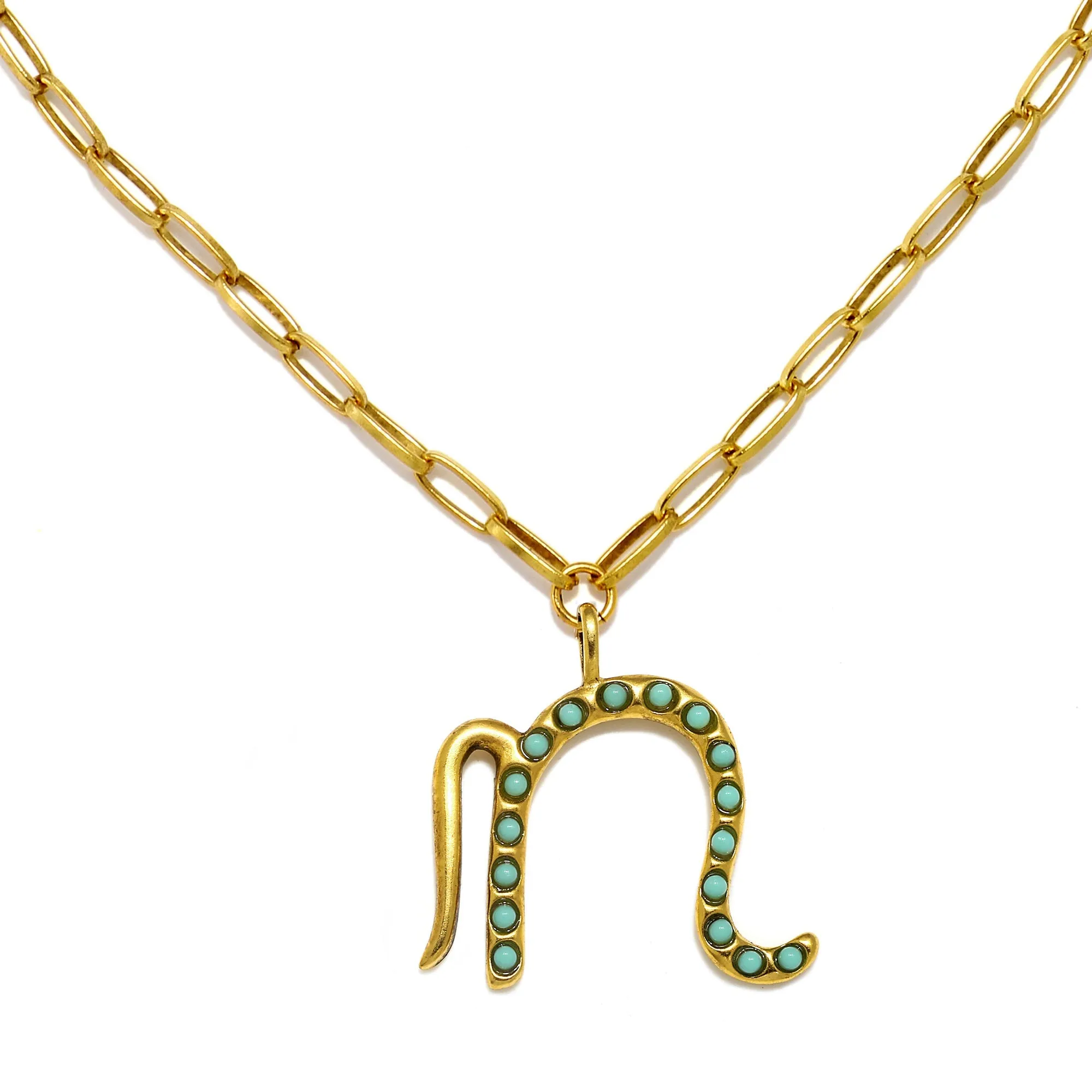 Zoey Turquoise Sculpted Initial Necklace