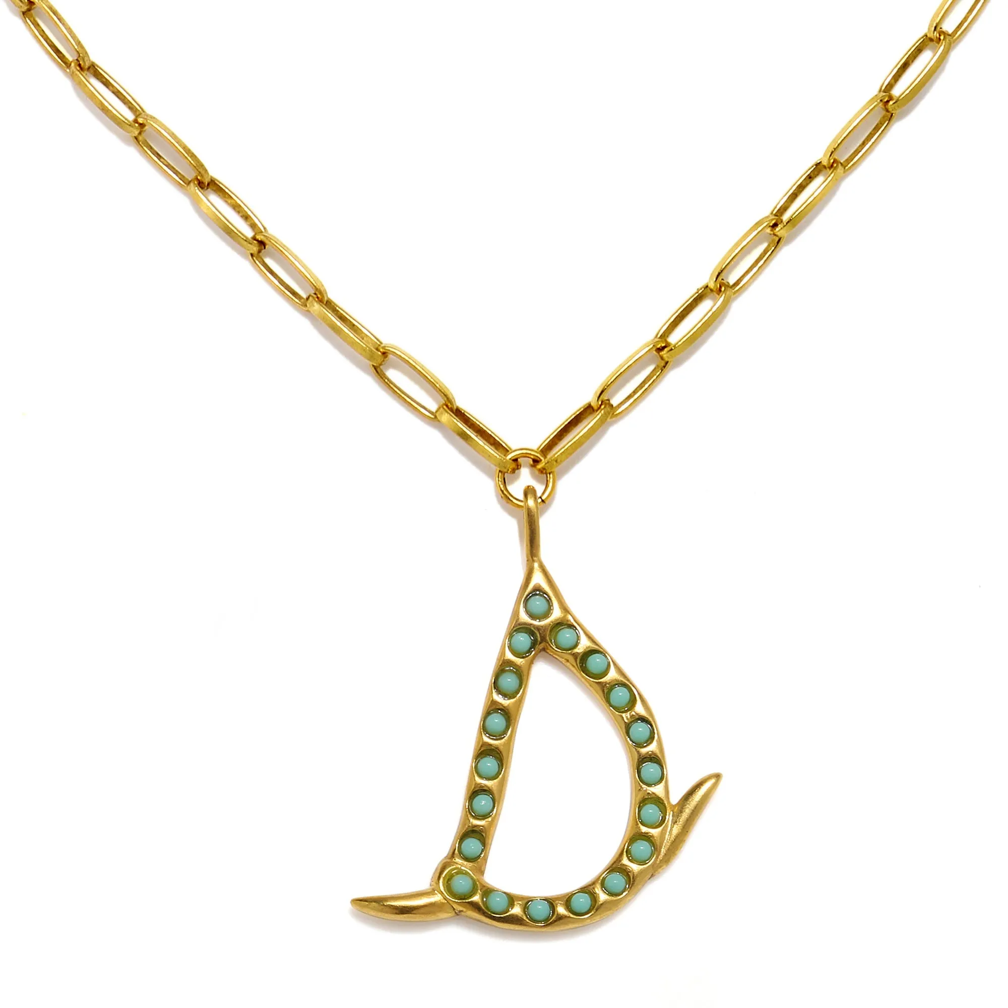 Zoey Turquoise Sculpted Initial Necklace