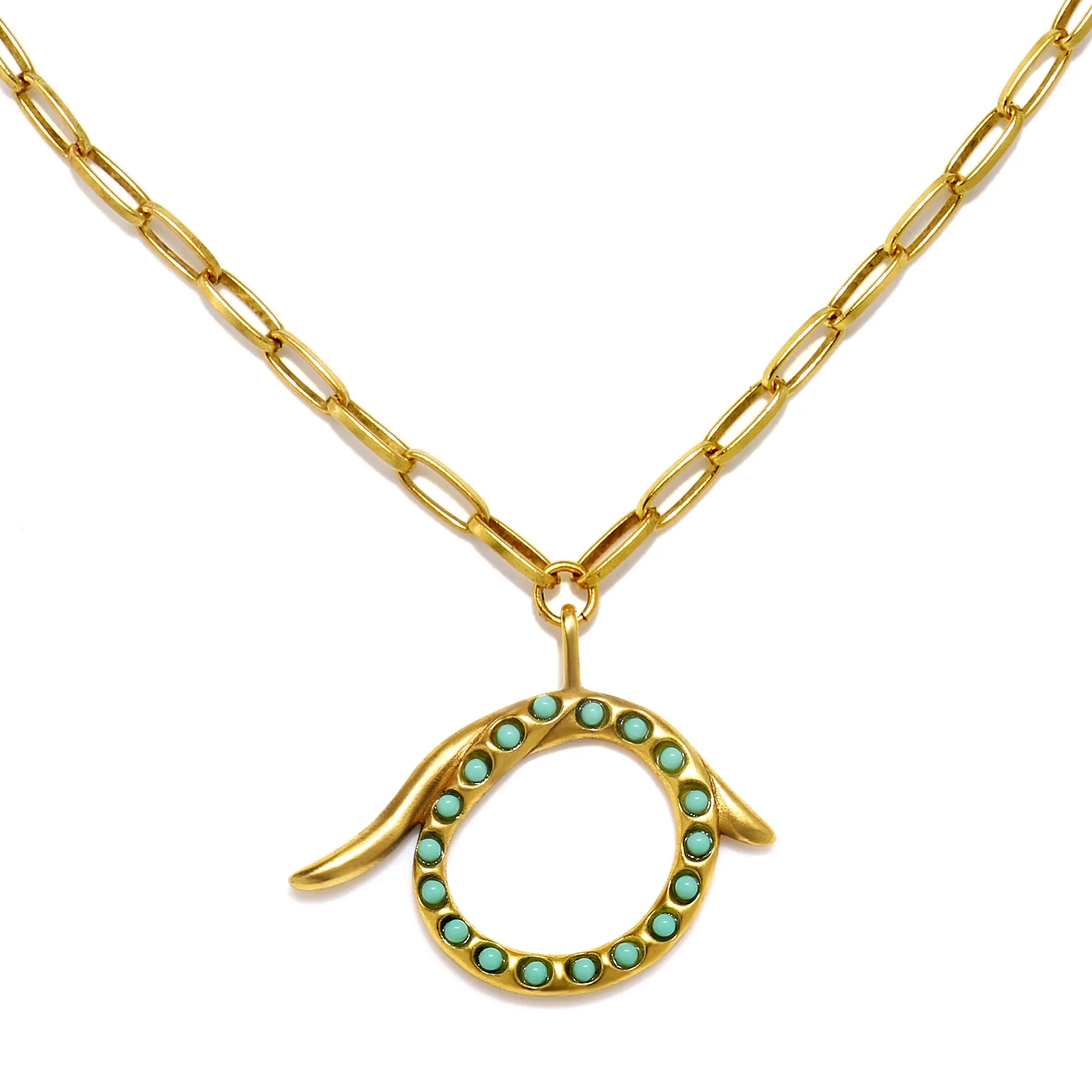 Zoey Turquoise Sculpted Initial Necklace