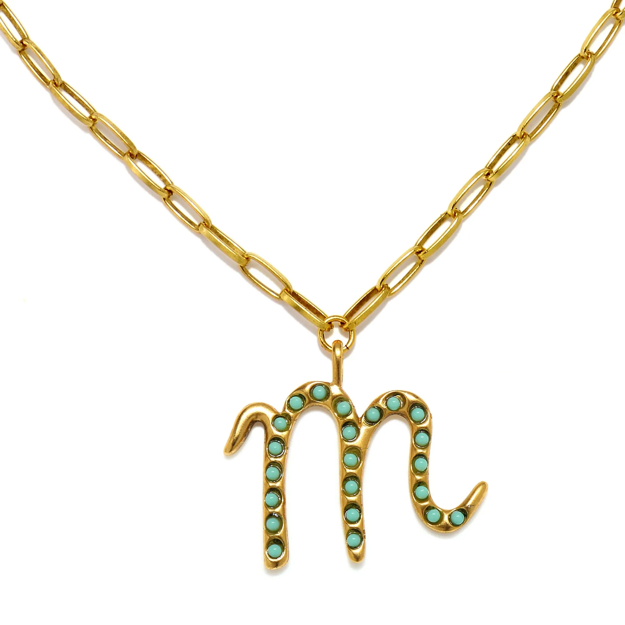 Zoey Turquoise Sculpted Initial Necklace