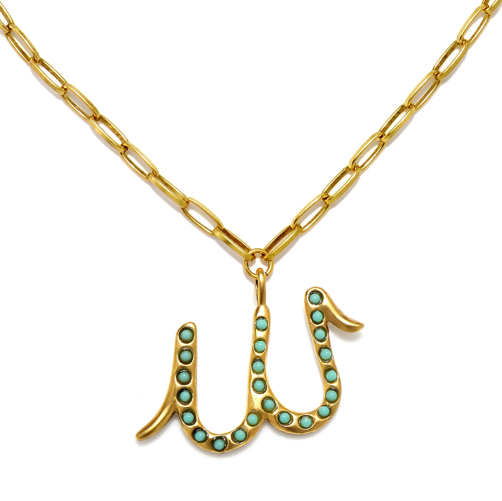 Zoey Turquoise Sculpted Initial Necklace